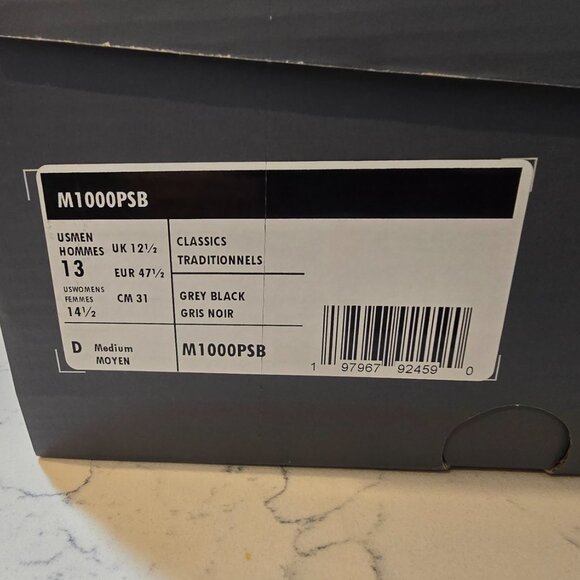 [M1000PSB] MENS NEW BALANCE 1000 'PEARL GREY BLACK' MENS SIZE 13 NEW - Picture 9 of 15